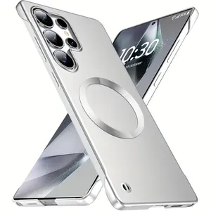 Phone Case Compatible with Samsung S26 Ultra S25FE  S25 Ultra S25 S24 Ultra S24 FE Plus S24 S23 S22 Ultra, High-End Ultra-Thin PC Half-Frame Micro-Matte Back Anti-Fingerprint Sequin CD Pattern Phone Cover