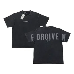 FORGIVENRY Unisex Forgiven Psalm 32:1 Print Acid Washed Oversized Cotton T-shirt - Soft Unisex Fit, Deep Design, Premium Comfort, Versatile Style, Black, Christian, Jesus, Sizes S-2XL