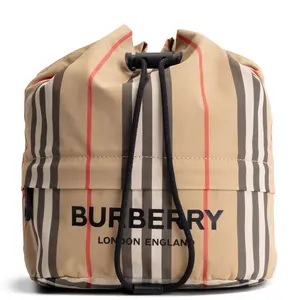 Pre-owned BURBERRY House Check Nylon Clutches & Wristlets Icon Stripe Drawcord Pouch