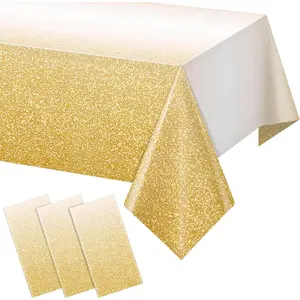 3 Pack Ombre  Plastic Tablecloth for Parties, Gradient Yellow  Disposable Tablecloths for Rectangle Tables, Light  Table Cover for Wedding Birthday Anniversary Party, 54x108Inch