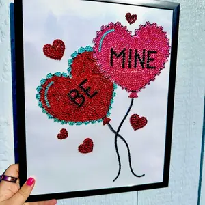 Rhinestone Picture Frames - Heart Design, Black Frame, Decorative Wall Art
