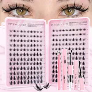 240pcs Eyelash Extension Kit with Glue Tweezers Remover Cream CC Curl Mixed 10-20mm Large Capacity Home DIY Beginners Friendly Makeup Tool Kit