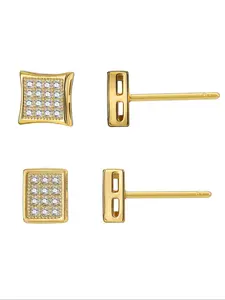 Simple Geometric Design Rhinestone Decor Stud Earrings, Fashionable Jewelry for Women, Trendy All-match & Exquisite Jewelry for Birthday Gift