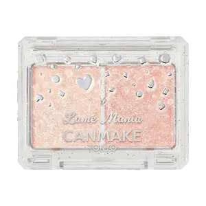 CANMAKE Stellar Eyeshadow Palette #01 Moonlight Apricot - Shimmering Peach Pink Duo for Subtle Glow & Highlight