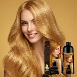 USA-Designed 3-in-1 Herbal Hair Color – 300ml, Natural Blonde Brown Shade, Gray Coverage for Women & Men, Instant Application, Shampoo-Based Formula