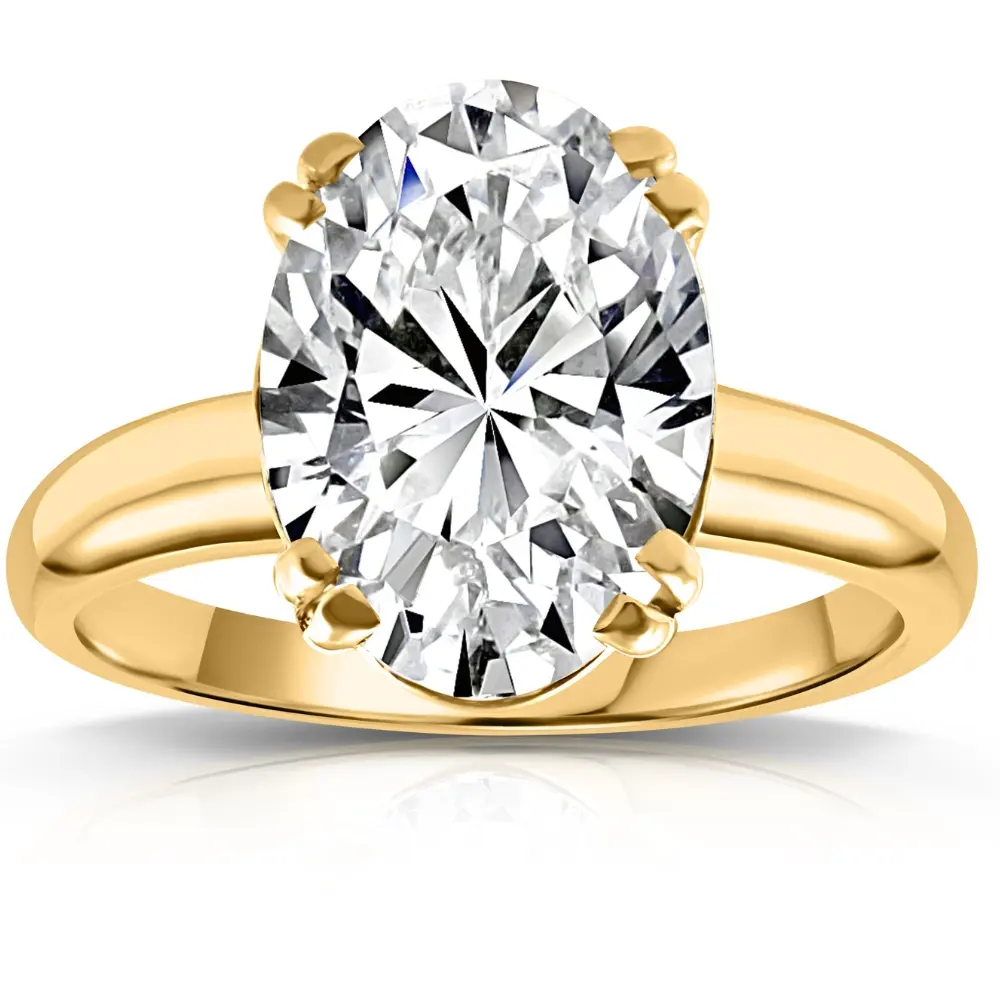 Certified 5Ct Oval 14k Yellow Gold Diamond Engagement Ring Lab Grown
