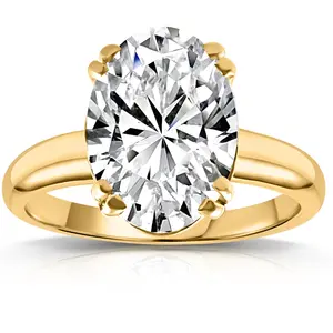 Certified 5Ct Oval 14k Yellow Gold Diamond Engagement Ring Lab Grown