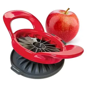 PrepWorks by Progressive Dishwasher Safe 16-Slice Thin Apple Slicer and Corer with Attached Safety Cover (Red)