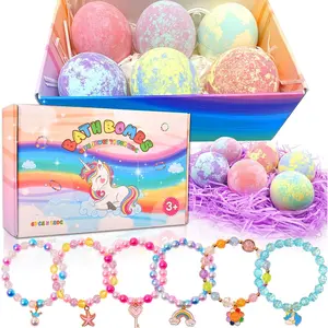 P-TBT027  Unicorn Bath Bombs with Surprise Inside for Kids Girls, Bath Bombs Surprise Birthday Gifts Unicorn Gifts for Kids Girls with Jewelry Toys Inside