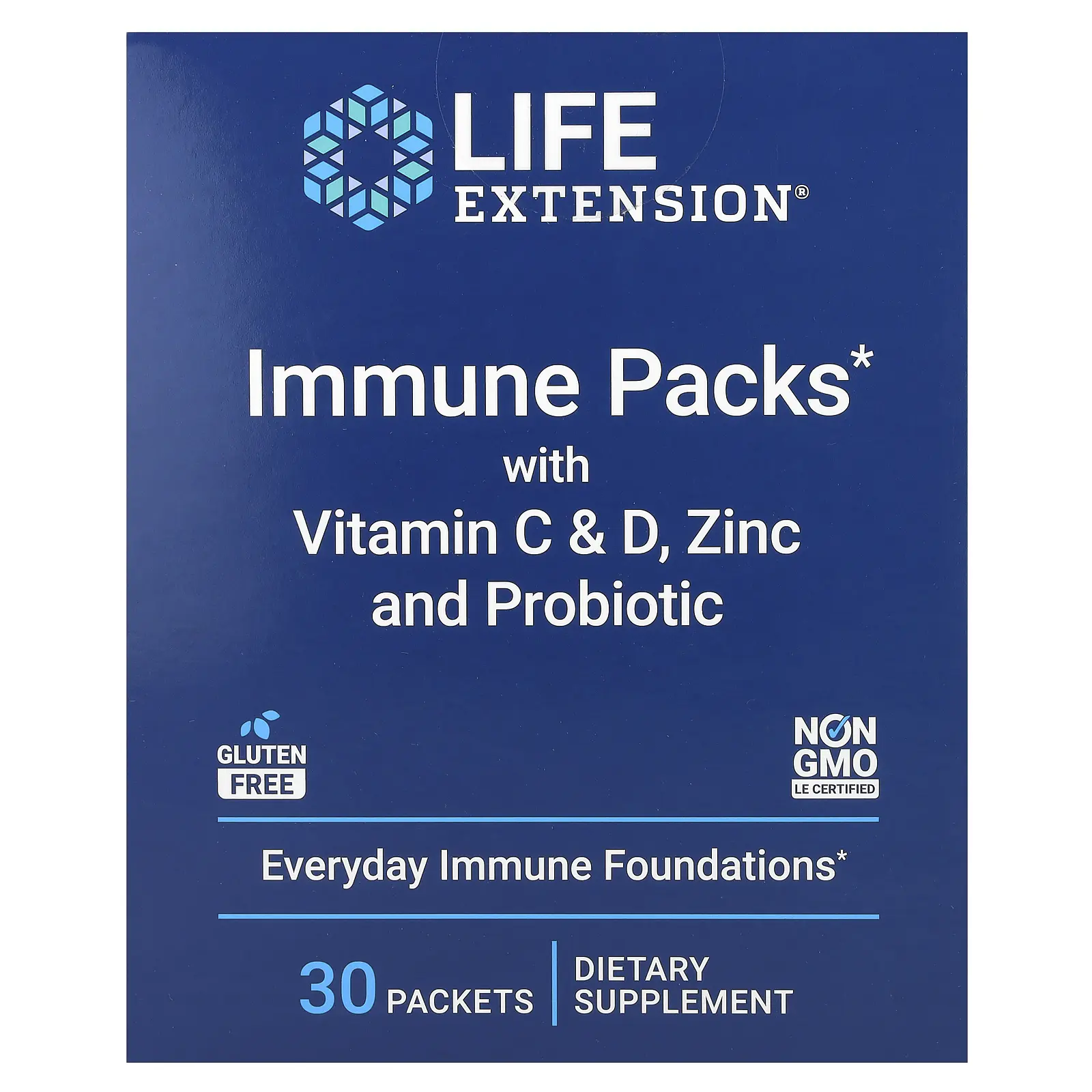 Life Extension Immune Packs with Vitamin C & D, Zinc and Probiotic, 30 Packets
