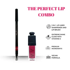 LIP COMBO- 24h 3 in 1 Lip Liner & Extreme Shine Gloss Combo for Precision & Shine Lip Care with Vegan Formula