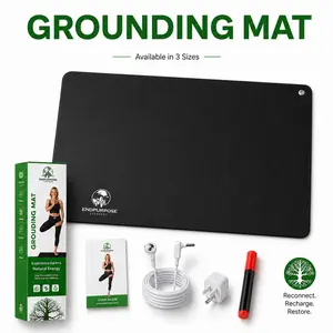 Grounding Mat for Desk & Floor – Conductive Carbon Earthing Pad with 15ft Cord | Non-Slip Wellness Mat for Relaxation, Sleep & Daily Routine (24x16 inch)