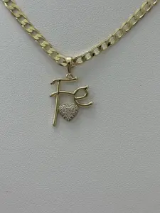 Yarigaby Jewelry Cuban Chain 18 in with Faith Charm Gold Plated Necklace for Women