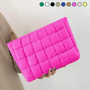 Puffy Quilted Makeup Bag | High Capacity Cosmetic Pouch with Inner Pockets | Solid Color Travel Organizer Bag | Perfect for Travel | Ideal for Beauty Essentials/Gifts