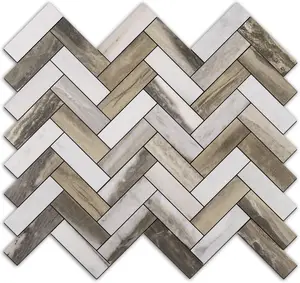 Herringbone Peel and Stick Backsplash, 10 Sheets PVC Kitchen Backsplash, Faux  Stick on Tiles for Kitchen