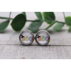 BOO || Glass Stud Earrings || Hypoallergenic