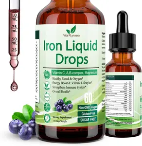 Liquid Iron Supplement for Women Men & Kids, Vegan Iron Drops with Vitamin C D, B12, B-Complex, High Potency Liquid with Multivitamin for Anemia, Energy Support, Blood, Magnesium Gentle
