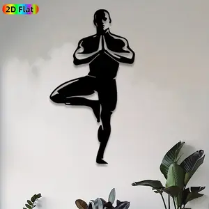 1pc Yoga Pose Metal Wall Art,Yoga Statue Mural, Ideal Gift for New Year, Easter, Yoga Enthusiasts, Rust-Resistant Metal Wall Decor Wall Sculptures, Perfect for Home Wall & Garden Fence, Yoga Decor Enthusiasts