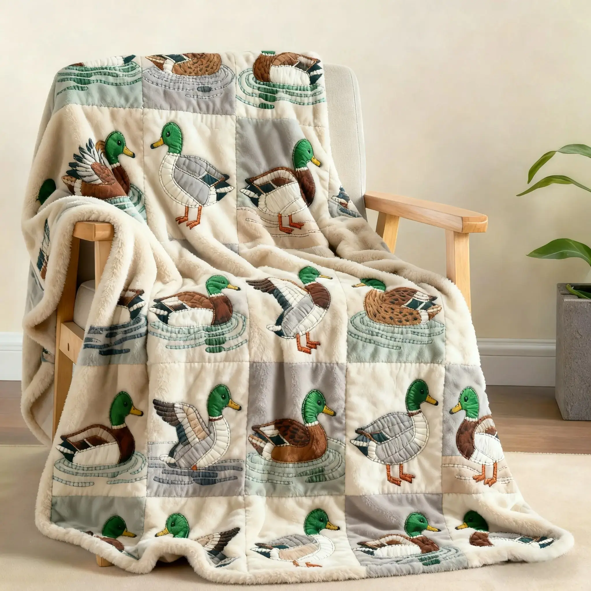 Mallard Duck Blanket, Flannel Fleece Throw Blanket with Duck Print, Soft Cozy Lightweight Warm Blanket for Bed Sofa Office Camping Home Decor, Outdoor Gift