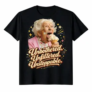 Unbothered Unfiltered Unstoppable Graphic Tee | Funny Grandma Humor Shirt | Sassy Attitude T Shirt | Oversized Unisex Casual Wear | Trendy Meme Style Outfit | Soft Cotton Comfort Tee 2026, Unisex Casual Graphic T-Shirts