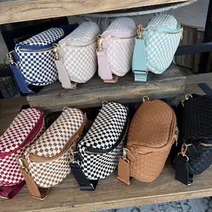 Birdie Saddle Checkered Crossbody Bag