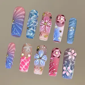 NailVesta SEASIDE SUNDAE – 100% Handcrafted 3D Press-On Nails | Reusable, Long-Lasting, Salon-Quality black lace nail art nail art