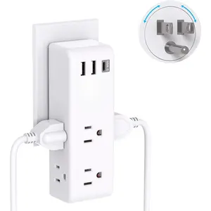 3 USB Ports Surge Protector Outlet Extender with Rotating Plug - One Beat 6 AC Multi Plug Outlet with  (1 USB C), 1800J Wall Charger, 3-Sided Power Strip
