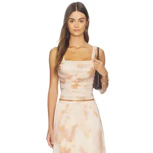 L'AGENCE Rasha Shirred Tank in Frappe Multi Tie Dye