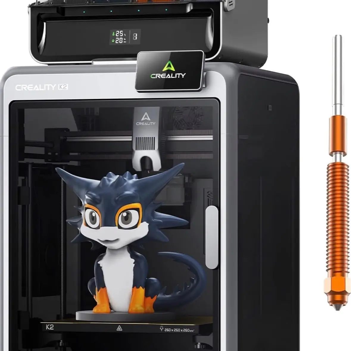 Creality K2 Combo (A) 3D Printer - Multicolor Printing via CFS Technology, 600mm/s High-Speed 3D Printer for Office & Computer Equipment Needs