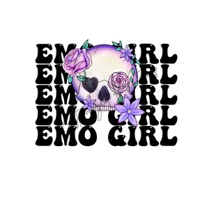 Emo Girl • T-shirt Tee Shirt Comfortable Unisex Top Sublimation Graphic Cute Stylish Casual Crewneck  Skull Punk Rock Music Emo Gothic