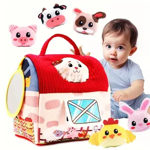 Infant Baby Stuffed Animal Toy, Playset with Stuffed Animals, Rattle, Crinkle Paper, MirrorDurable, Sensory Balls, Polyester Fiber, Easter Basket Stuffers