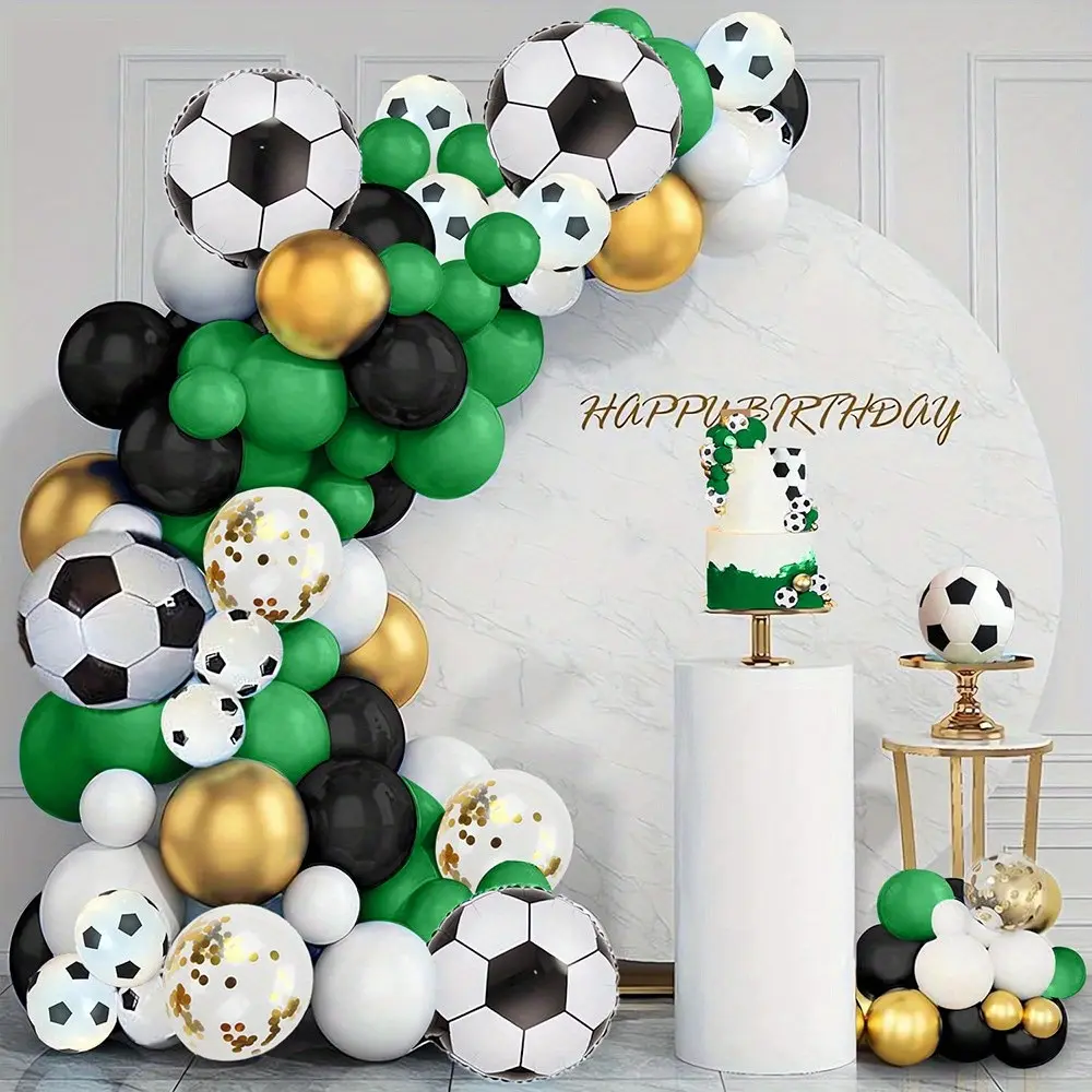 Set of 139 Football Theme Balloons, Party Arch Decoration, Balloon Garland, Party Balloons Decorations, Includes 10 Inch Balloons & 12 Inch Soccer Design Balloons, Balloon Party Supplies