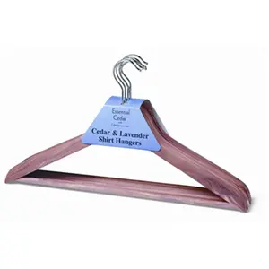 212 MAIN Essential Wooden Coat Hanger - Curved Design, Lavender Aromatherapy 10-Piece Hanger Accessories Set for Sports & Outdoor Leisure Equipment Organiser, Storage Solution