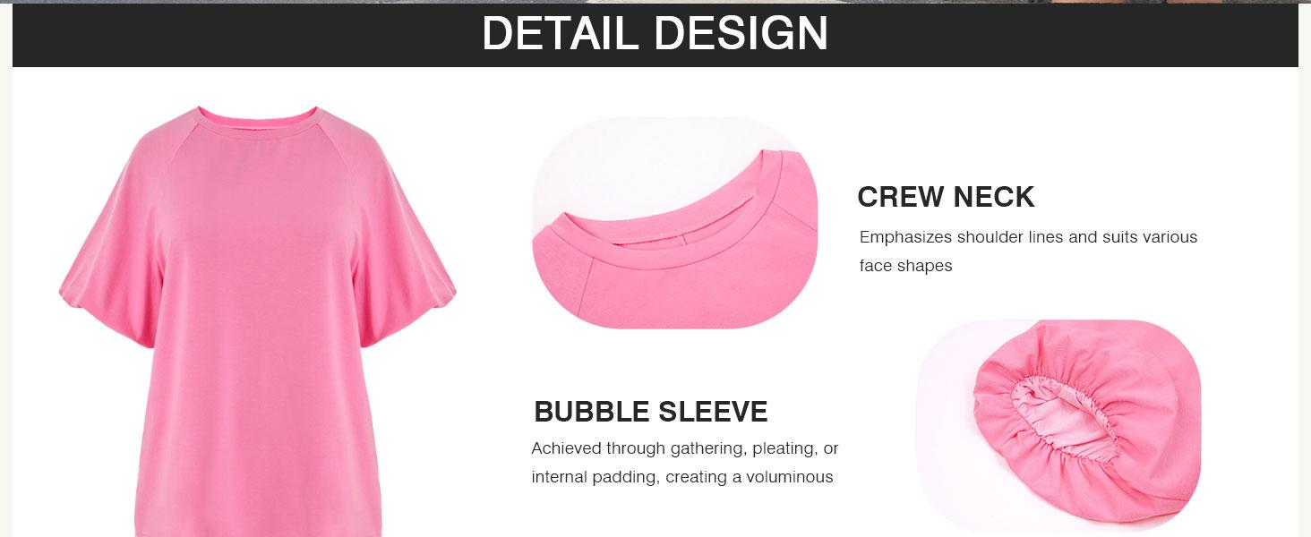 Tankaneo Womens Oversized Puff Short Sleeve T Shirt Summer Casual Crew Neck Tunic Tops Loose Fit Basic Tees