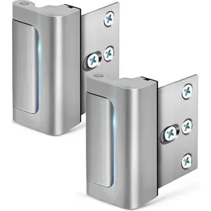 2 Pack Childproof Home Security Door Reinforcement Lock, 3 Inch Stop Withstand 800 lbs for Top Front Inward Swinging Door, Upgraded Flip Night Lock to Defend Home Safety for Kids