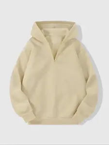 Women's Solid Half Zip Up Hoodie, Casual Long Sleeve Hooded Sweatshirt for Winter, Women's Clothing for Daily Wear