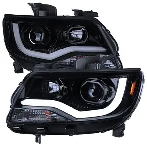 2015-2022 Chevrolet Colorado LED Bar Projector Headlights (Glossy Black Housing/Smoked Lens)