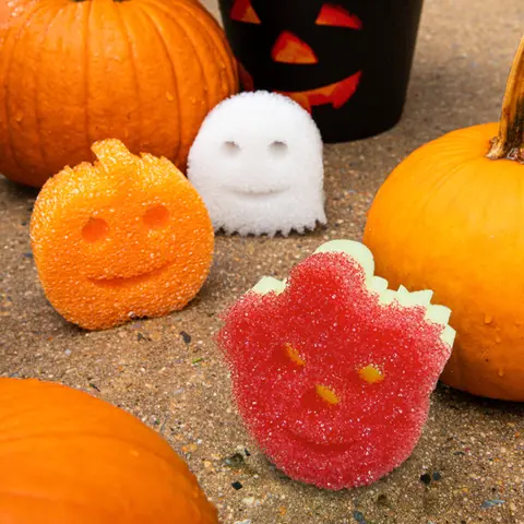 Scrub Daddy 2025 Halloween Shapes with Mommy Pumpkin - Mommy Clown and Daddy Ghost - Limited Edition Cleaning Sponges and Scrubber