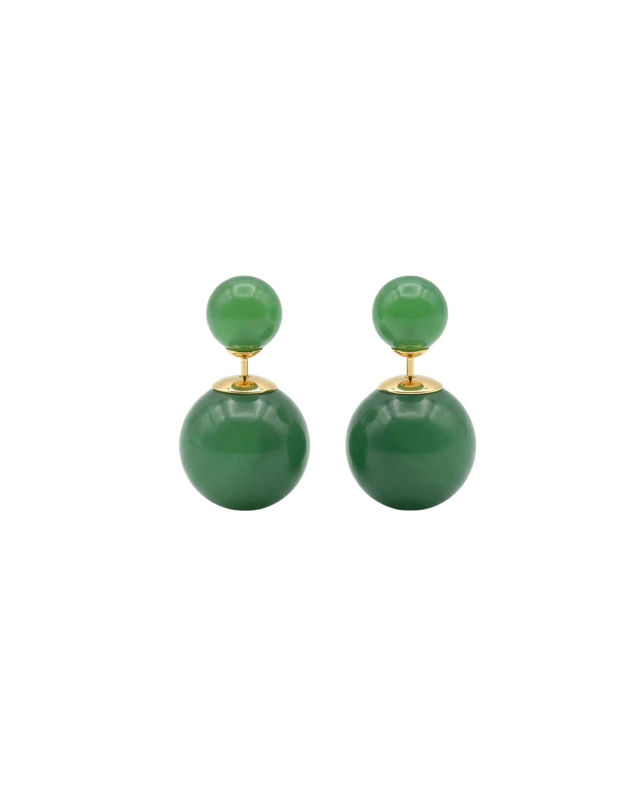 Orbit Duo Double Ended Jade-Green Chalcedony Stud Earrings