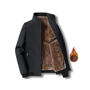 Men's Solid Zip Up Pocket Jacket, Regular Fit Casual Long Sleeve Mock Meck Outerwear for Fall & Winter, Men's Clothes for Daily Wear