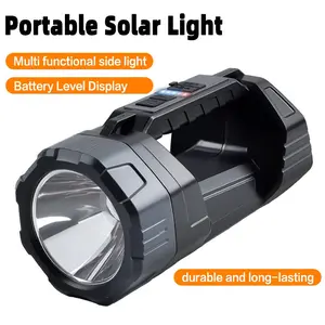 Solar Powered Flashlight, Portable LED Torch, Handheld Side Light, 3000 Lumens, High Brightness, 6 Lighting Modes, Ideal for Exploration, Multifunctional Flashlight