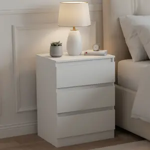 3-Drawer Furniture Dresser - Modern Wooden Small Nightstand Storage Chest, Multi-Functional Side Table for Bedroom, Living Room, Nightstands For Bedroom
