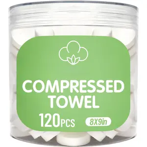 120 count Mini Compressed Towels, Disposable  Compressed Towel, Compressed Cotton Hand Wipe, Camping Towel, Portable Compressed  Tissue for Travel//Outdoor Activities