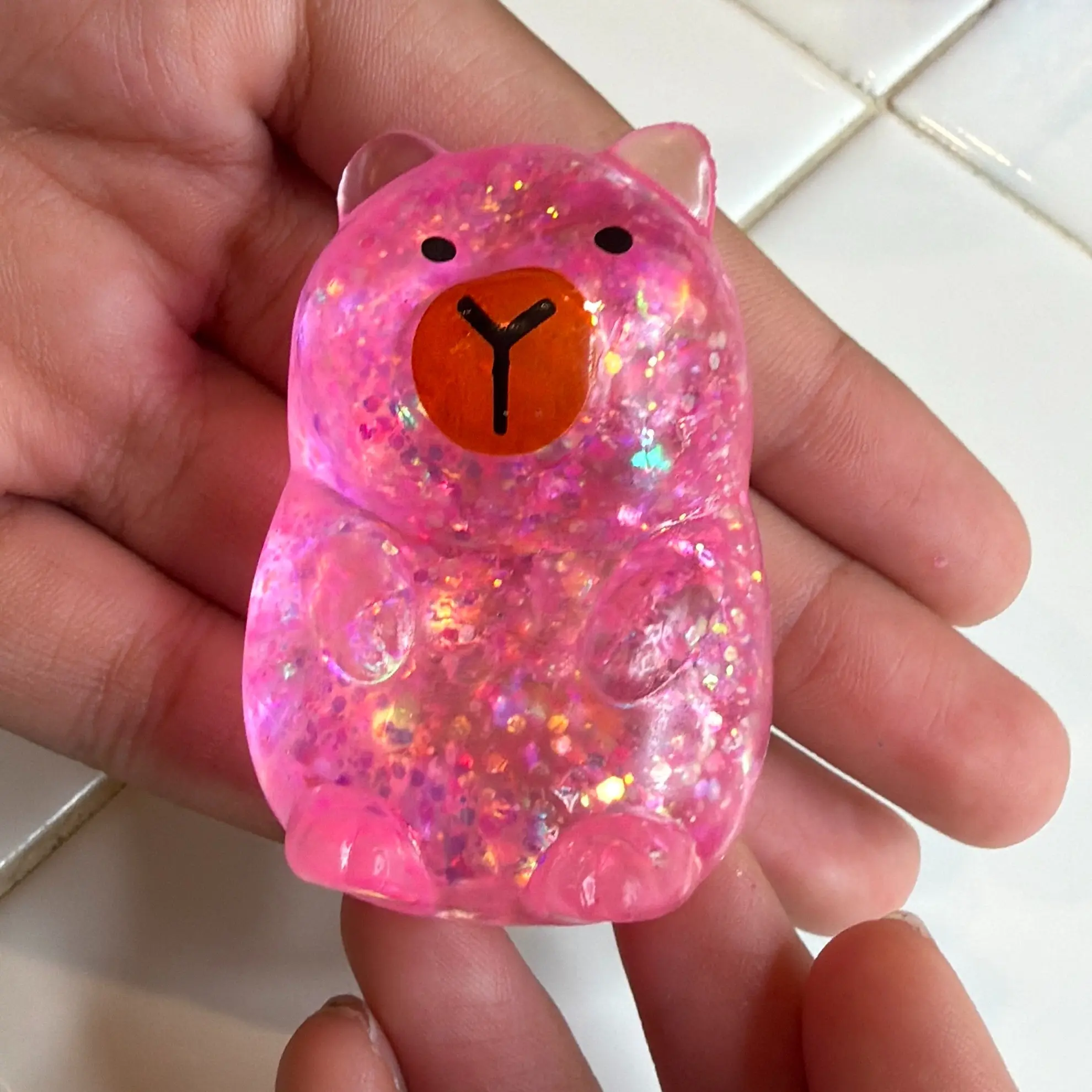 Slow rising Glitter Capybara Bear Squishy for Kids and Adults