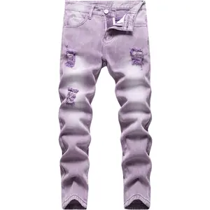 Boy's Skinny Fit Jeans Ripped Destroyed Distressed Fashion Comfy Denim Jean Pants