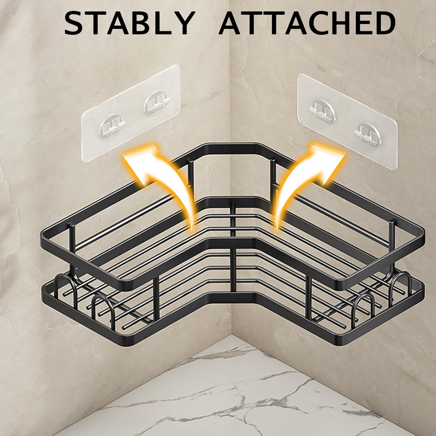 Bathroom & Kitchen 2026 Viral Hit! Bathroom & Kitchen Corner Organizer - 5 Piece Set, Punch-Free Suction Cup Storage Caddy, Space Saver for Shower & Countertop