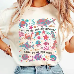 All of Us Are Different T-Shirt - Inclusive Classroom Tee for Teachers, Ocean-Themed Kindness Shirt, Neurodivergent Awareness Cotton Casual Top