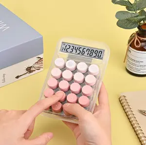 Cute Clicky Sound Desktop Calculator, Mechanical Clear LCD Display Simple Basic Desk Calculators for Business Office Supplies, Big Buttons 10 Digit