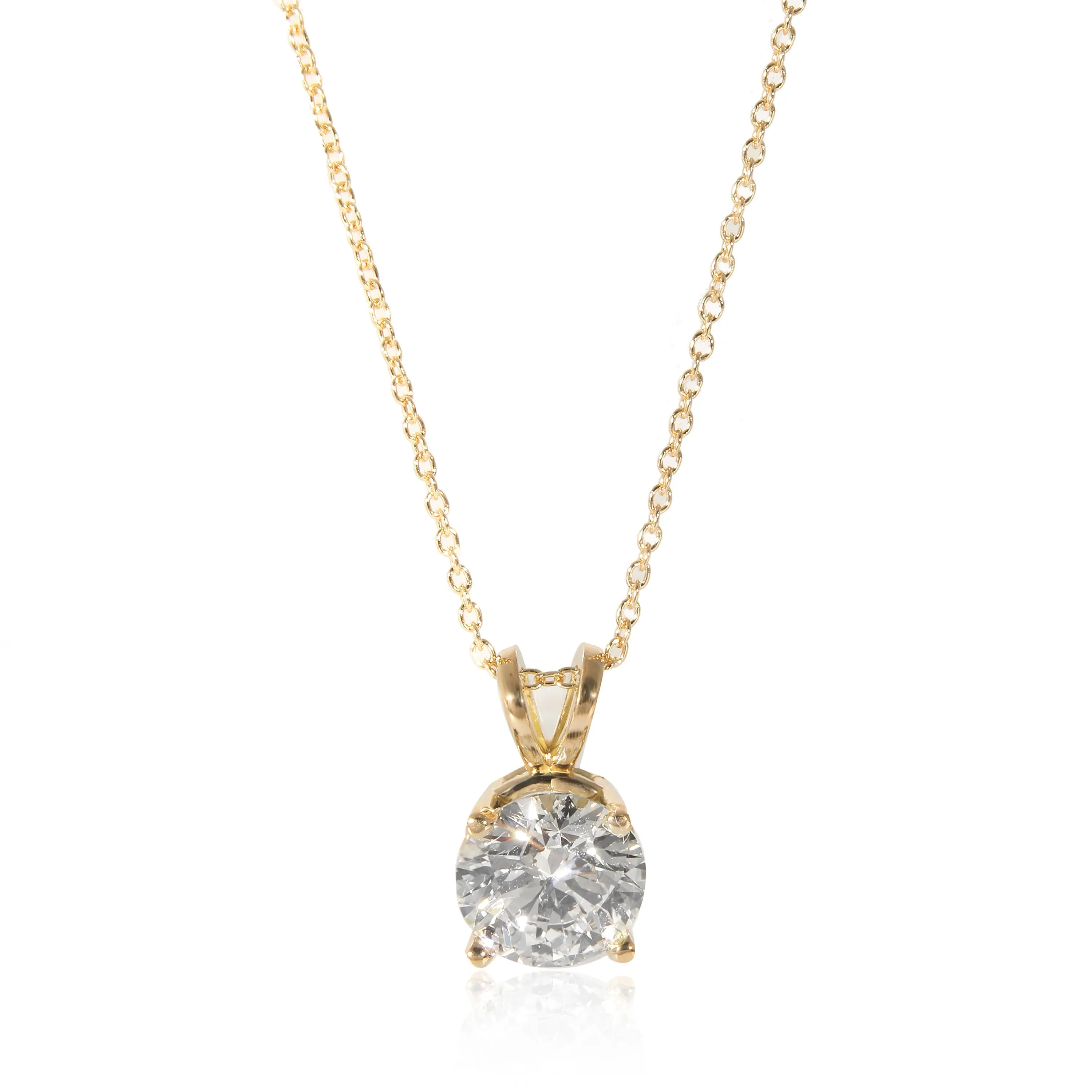 Diamond Solitaire Pendant in 18K Yellow Gold (1.66 CTW)