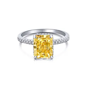 925 Sterling Silver Yellow Crushed Ice Cut Cubic Zirconia Ring, Bold Sparkling Statement Jewelry for Women, Perfect for Weddings, Engagements, Parties & Anniversaries